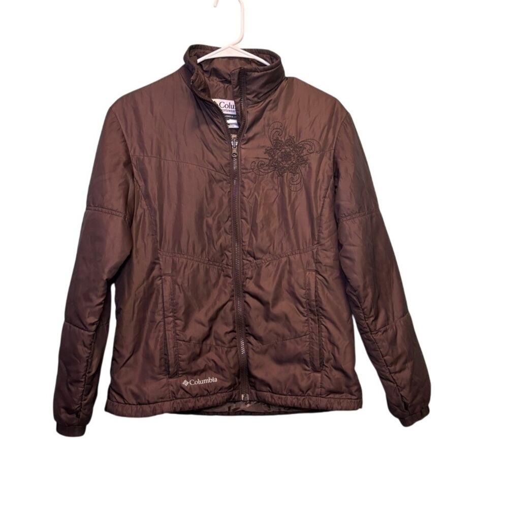 Columbia Women’s Mocha Brown Embroidered Puffer Jacket Size Small